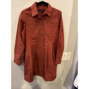 Banana Republic 100% Cotton Button Front Mini Dress Pockets Sleeve XS Chic